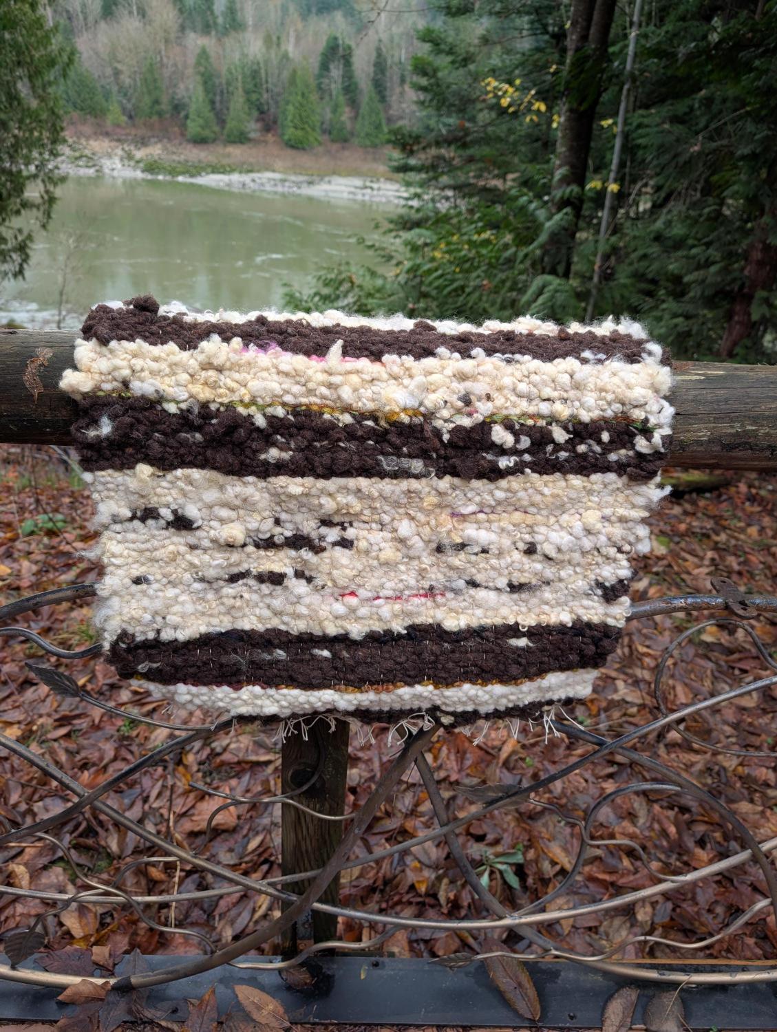 Handwoven Canadian wool rug handspun, 100% natural and chemical free