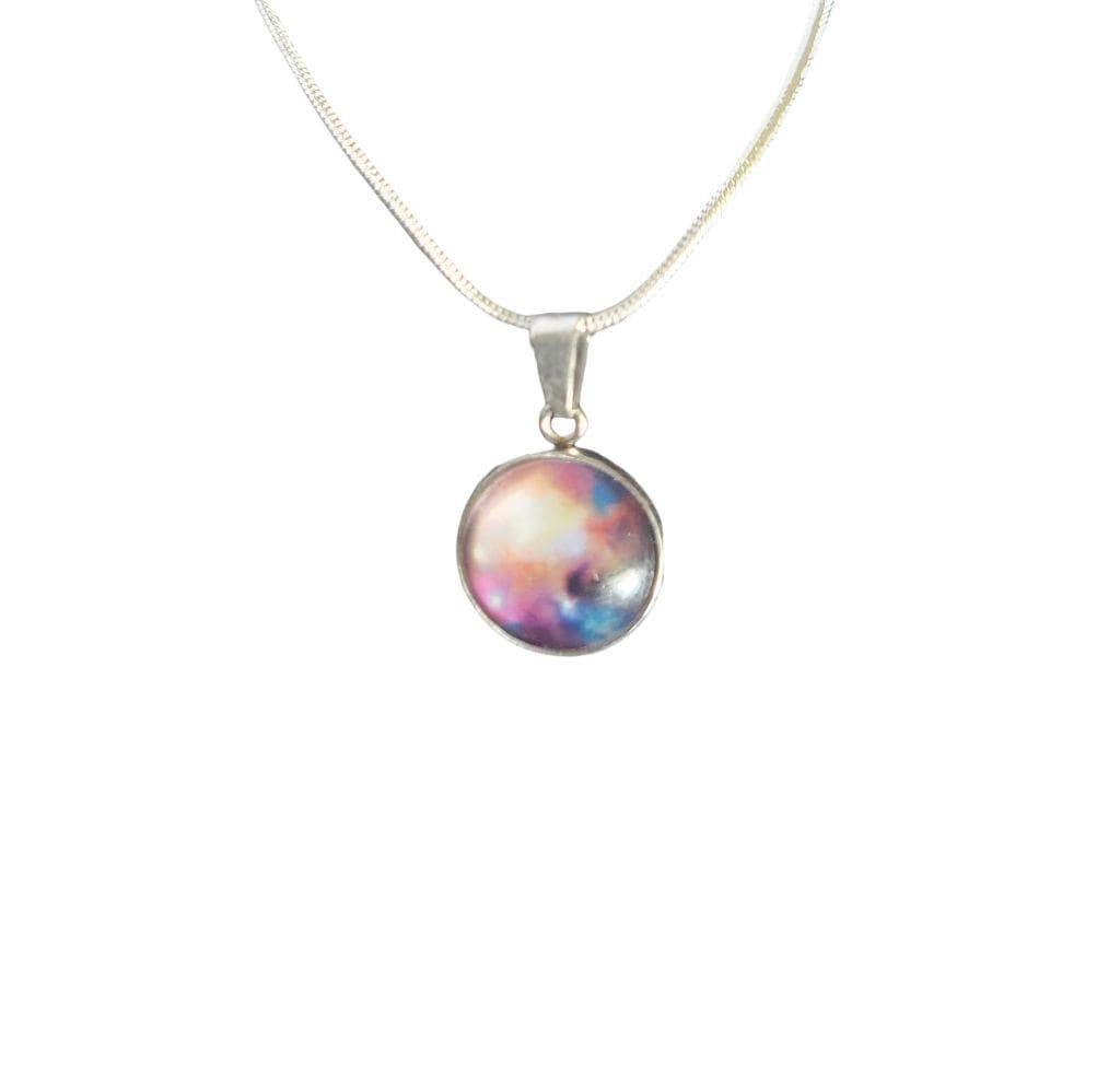 925 Sterling Silver nebula galaxy necklace