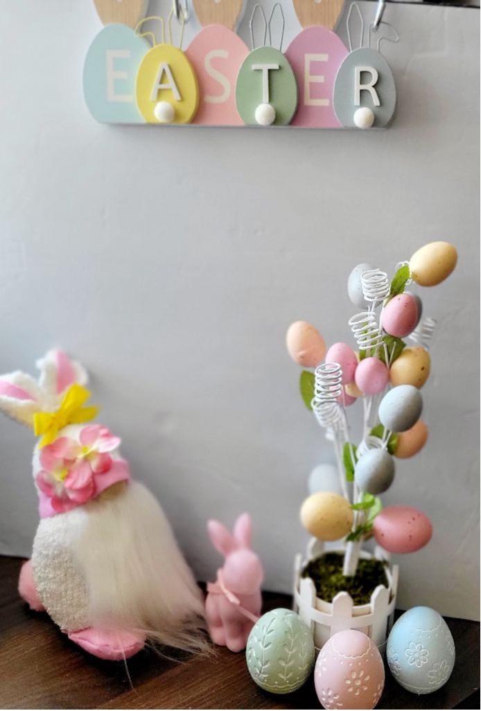 Easter Bunny Gnome Pink Plumeria Spring Time Decor