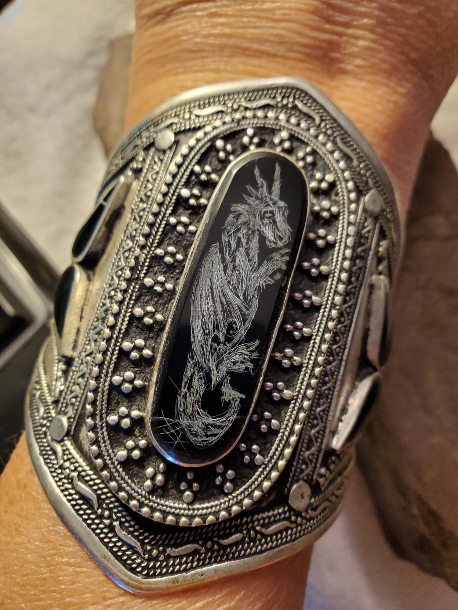 Dragon Onyx Cuff Silver