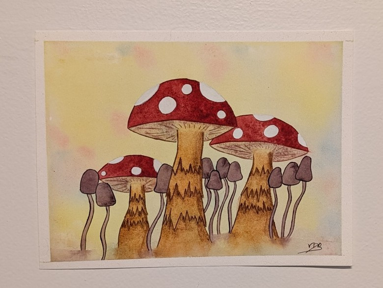 Illustrated Mushrooms Watercolor Painting