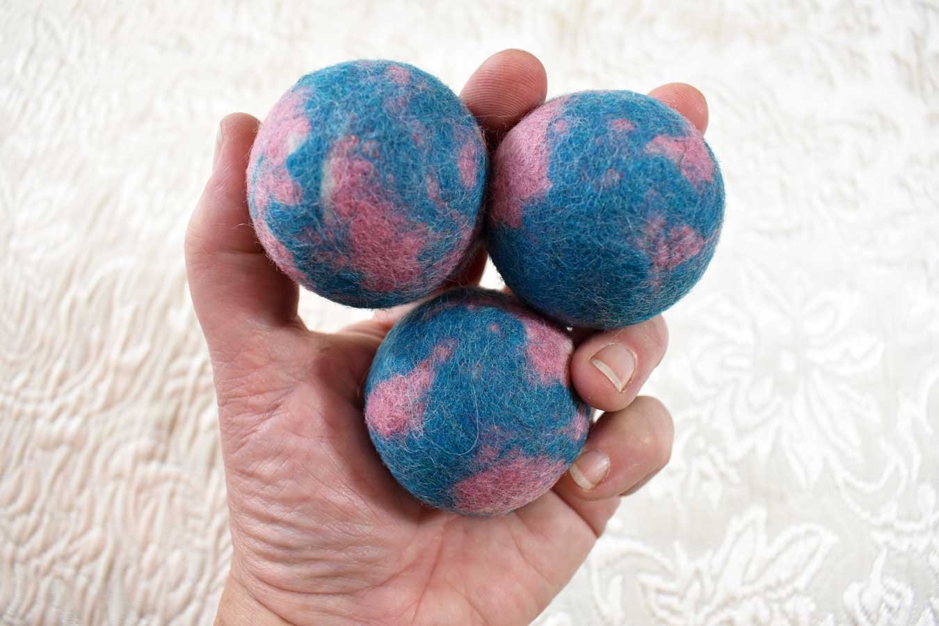 Hand Felted Juggling Balls in Pink and Blue (set of 3)
