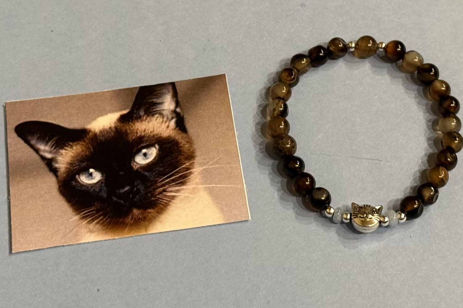 The "Dylan": Siamese Cat 6mm gemstone bracelet