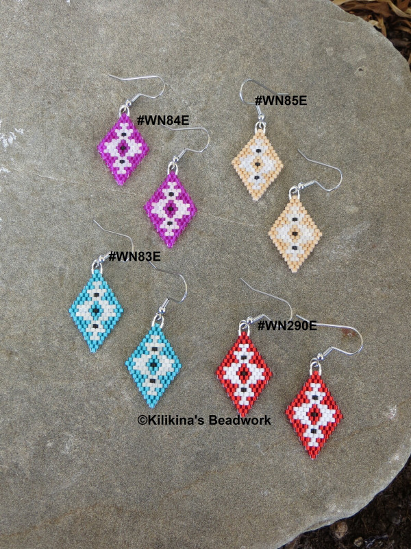Navajo Rug Beaded Earrings - Native American Indian Style Beaded Earrings - Made by Kilikina