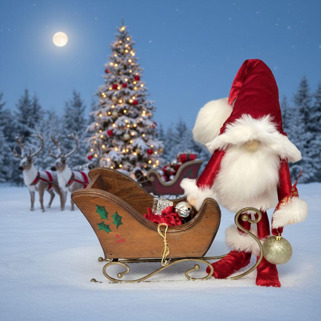 16" Poseable Santa Gnome, Velvet Holiday Decor