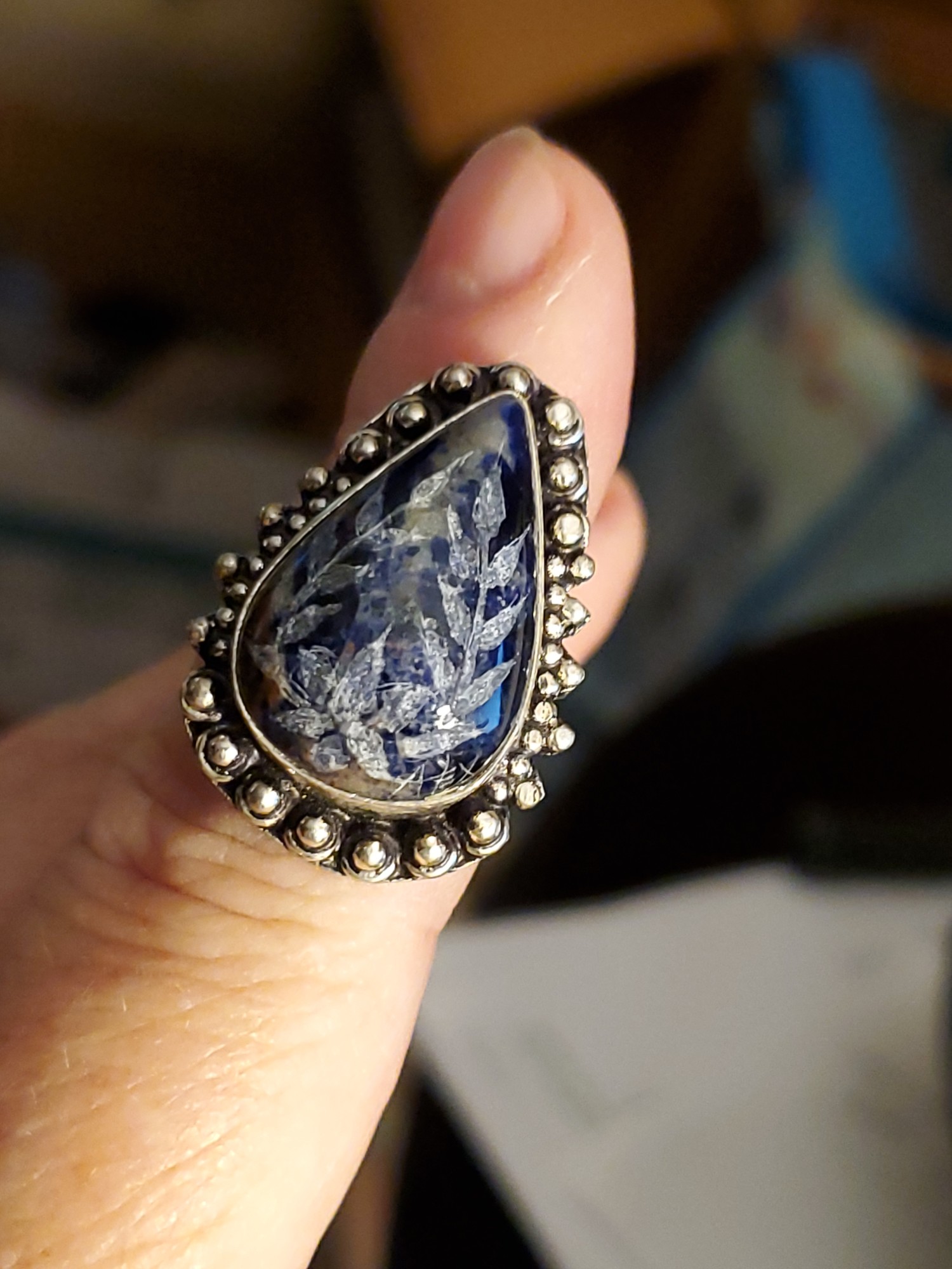 Laurel Intaglio Ring Sodalite Sterling Silver 7.5