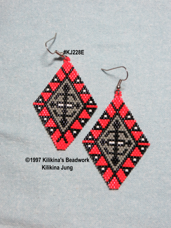 Navajo Rug Beaded Earrings - Native American Style Beaded Navajo Rug Earrings - Made by Kilikina