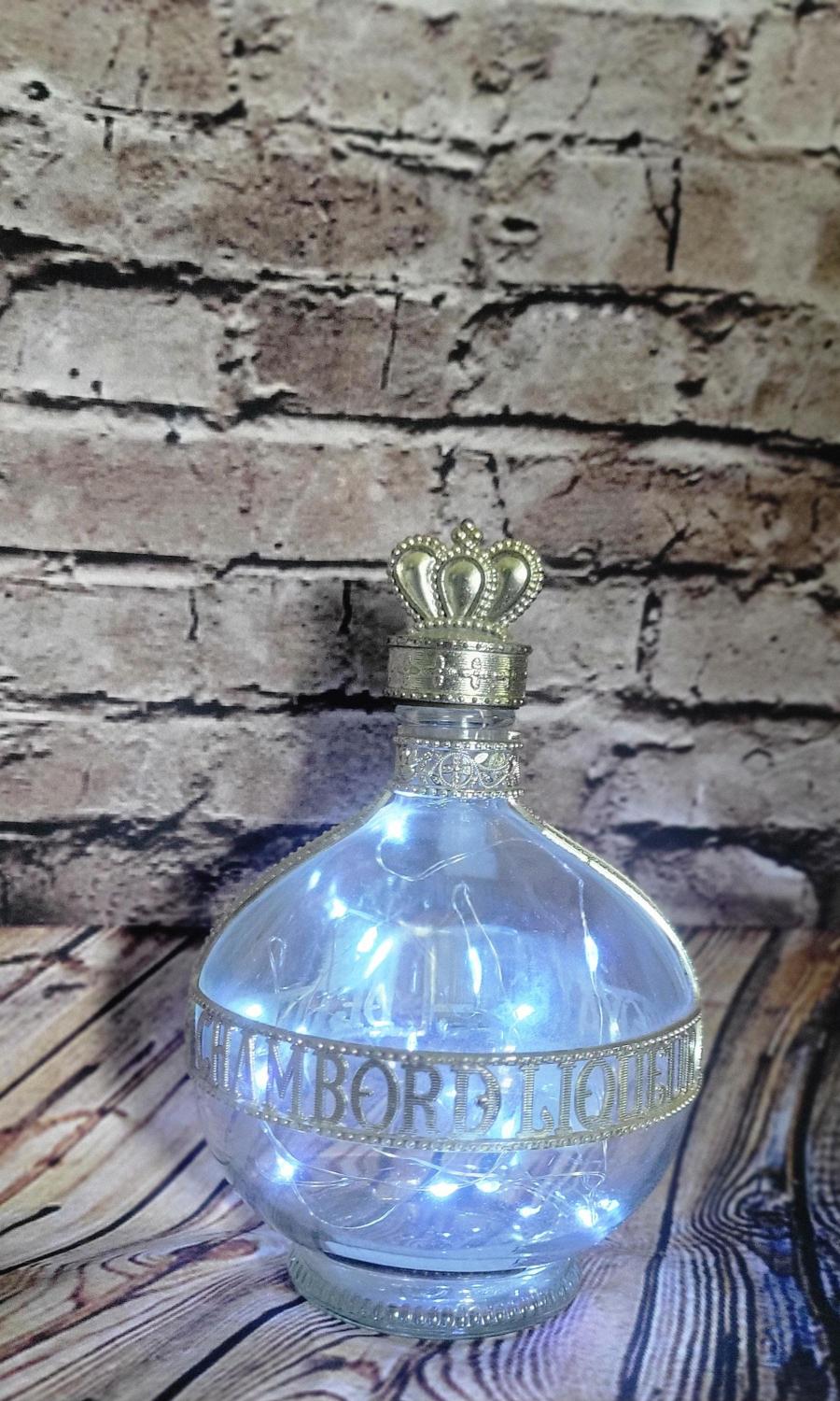 Vintage Chambord Royal Deluxe Liquer bottle electric LED Fairy lights  centerpiece