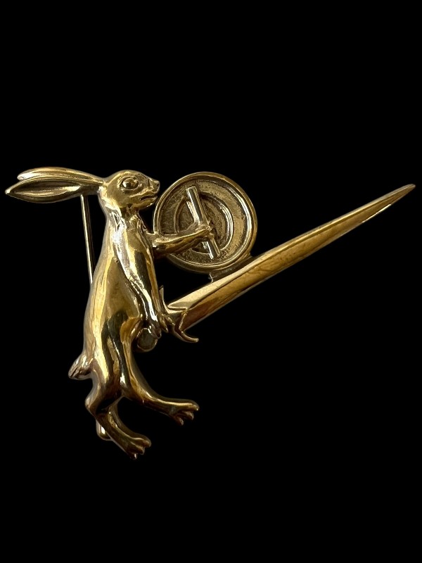Battle Bunny #10a - 14th century - Sword & Buckler Bunny - Medieval-Style Pin - Bestiary