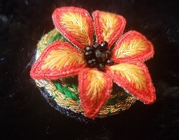 Orange Flower Brooch
