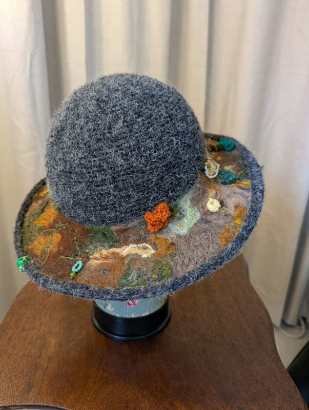 Felted Mossy Hat with Brim
