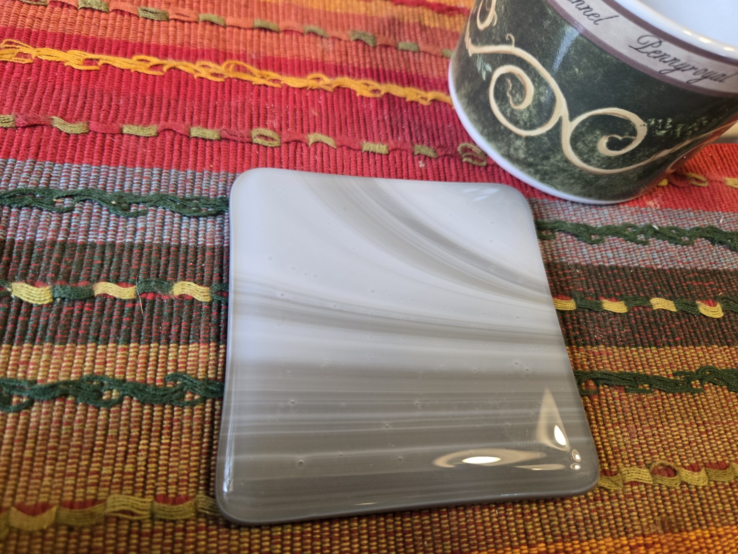 Marbled Gray/White fused glass Coasters