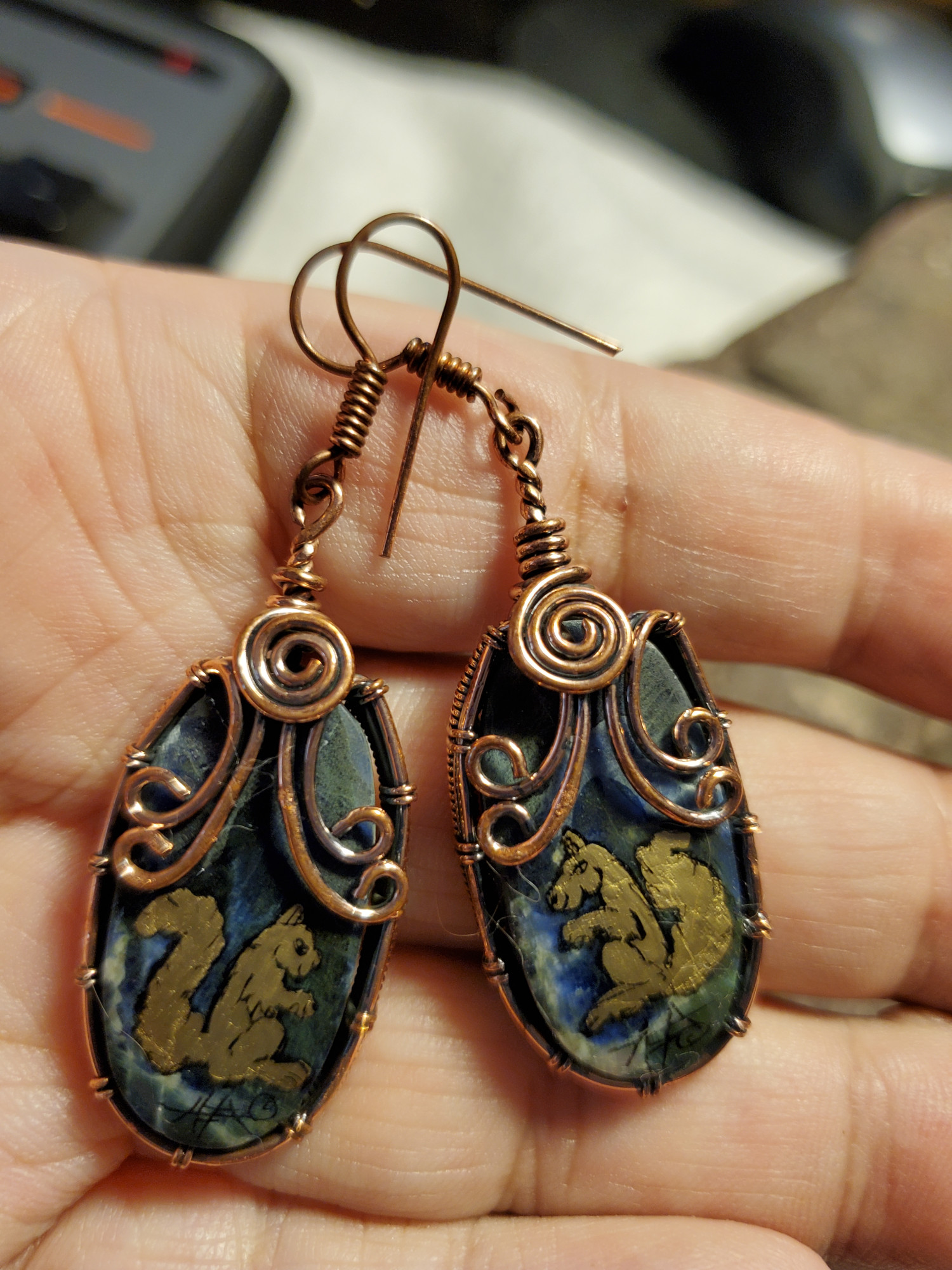 Squirrel Sodalite Earring Set