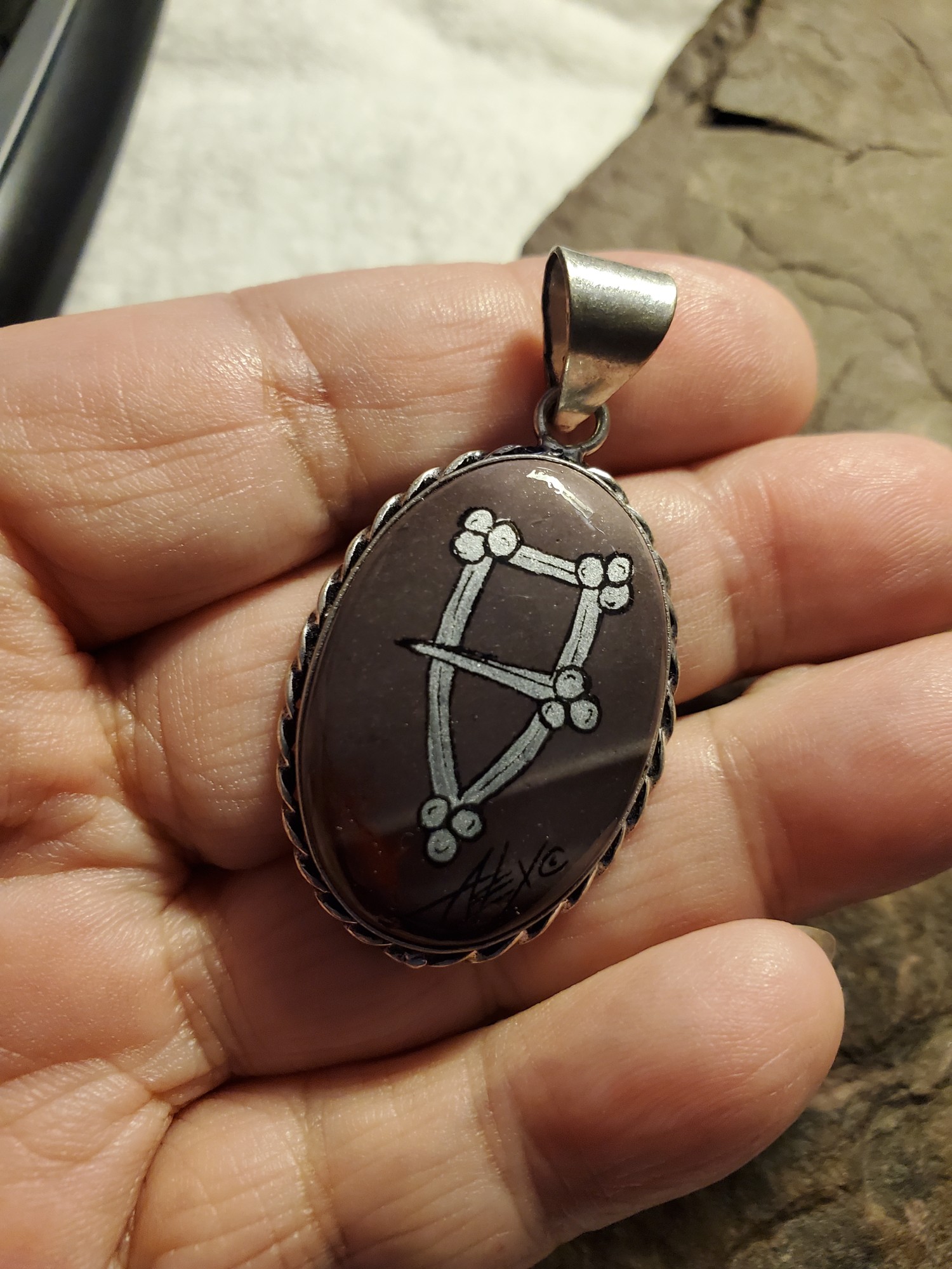 Silver Brooch, East Kingdom,  Agate in Sterling Silver