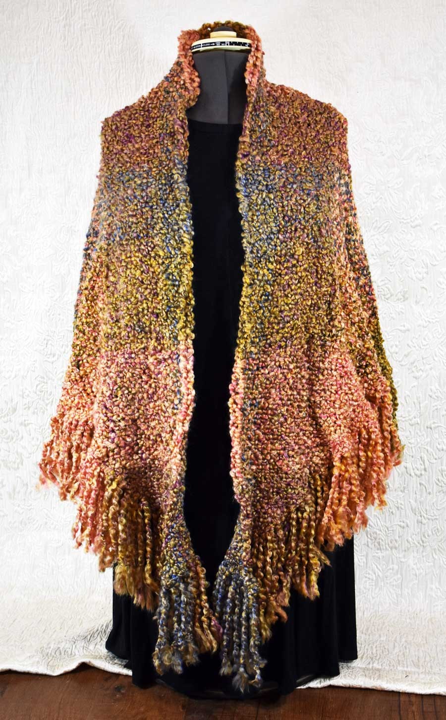 Handwoven triangle shawl, autumn colors