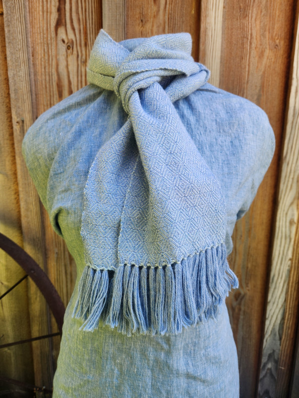 Two-tone Baby Blue Scarf ***100%  Alpaca***