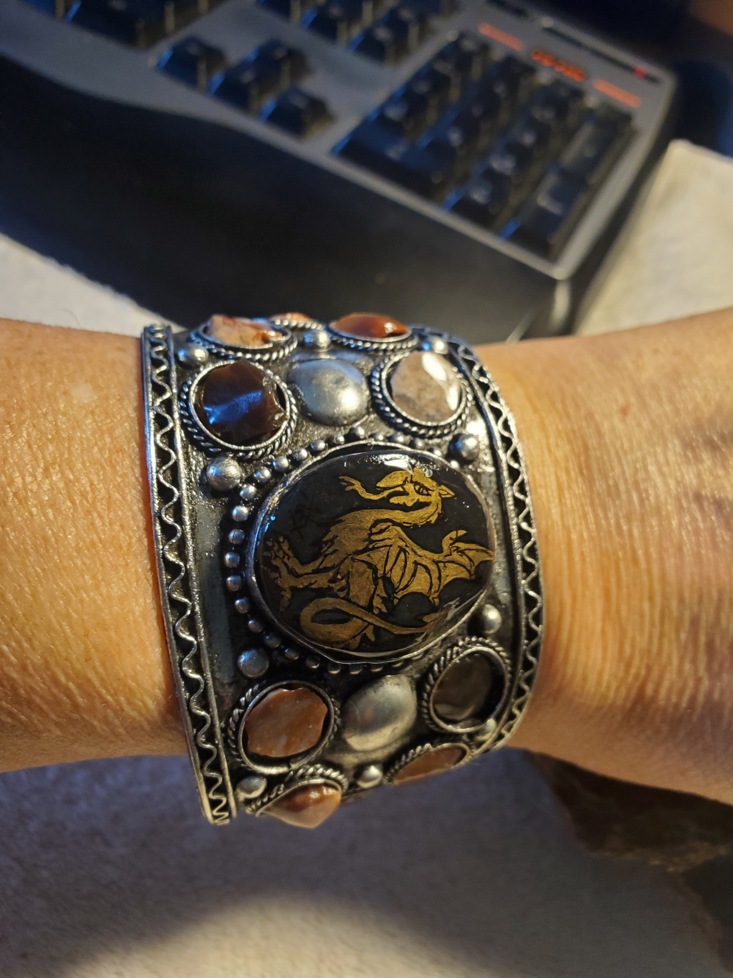 Wyvern Moss Agate Cuff Bracelet