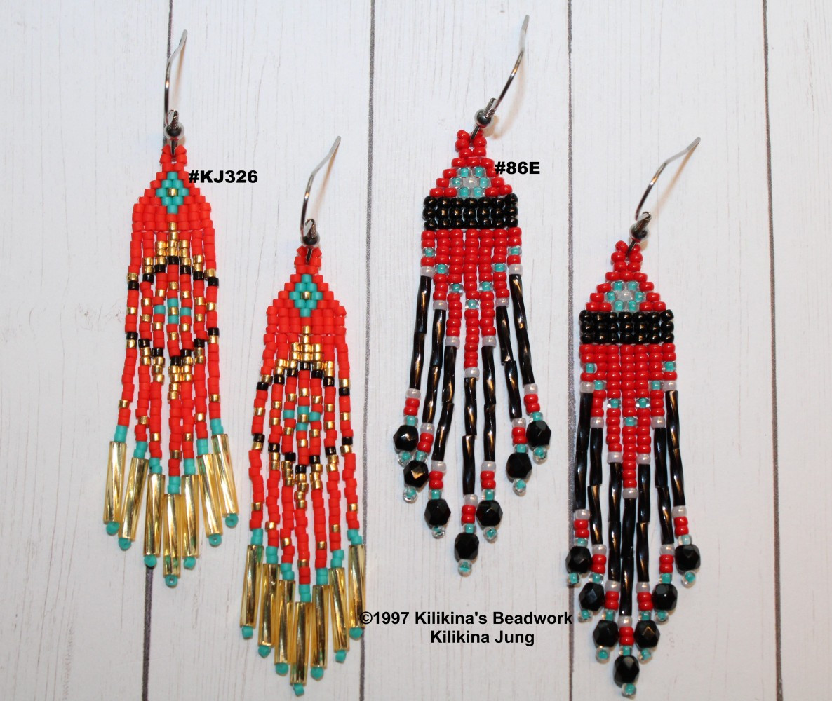 Native American Style Beaded Earrings - Seed Bead Earrings - Made by Kilikina