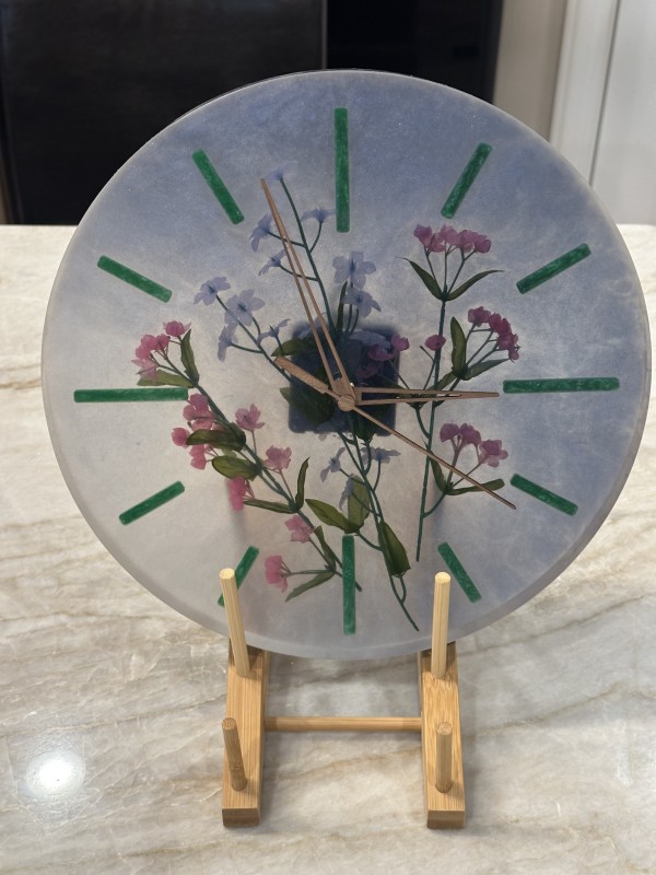 12” Epoxy clock with flowers