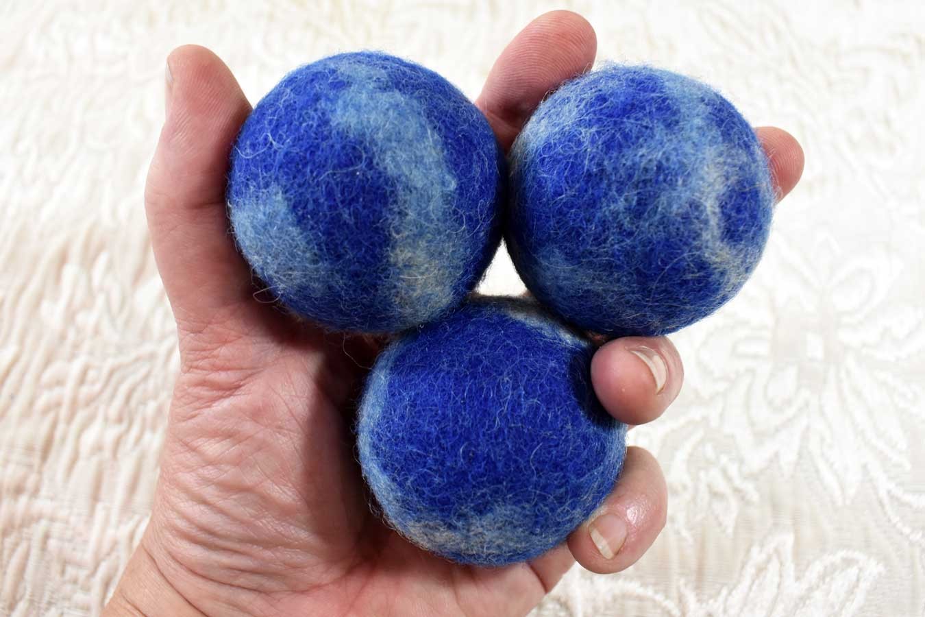 Juggling Balls, hand felted in shades of blue (set of 3)