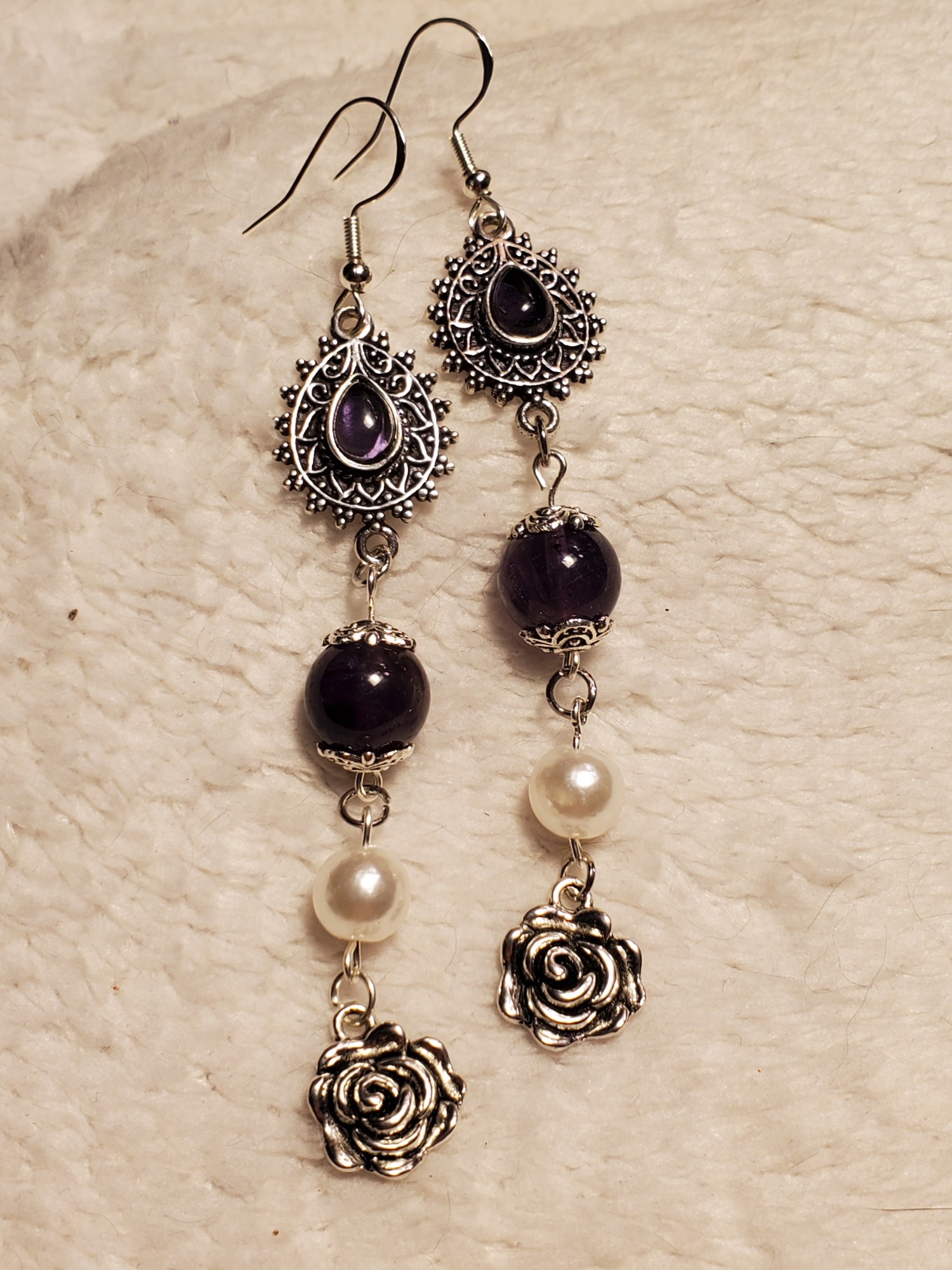 Rose Amethyst Sterling Ear Rings
