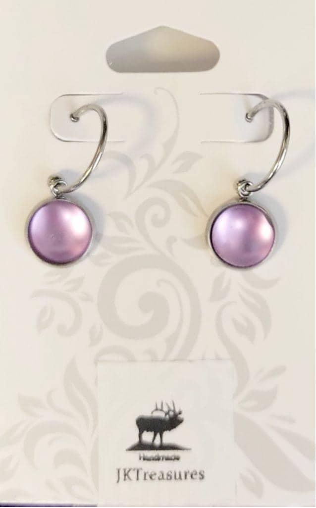 Dark Pink Crystal Sea Glass Rhinestone Dangle Hoop Earrings