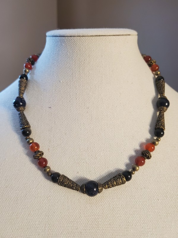 Egyptian Style Carnelian Lapis Necklace