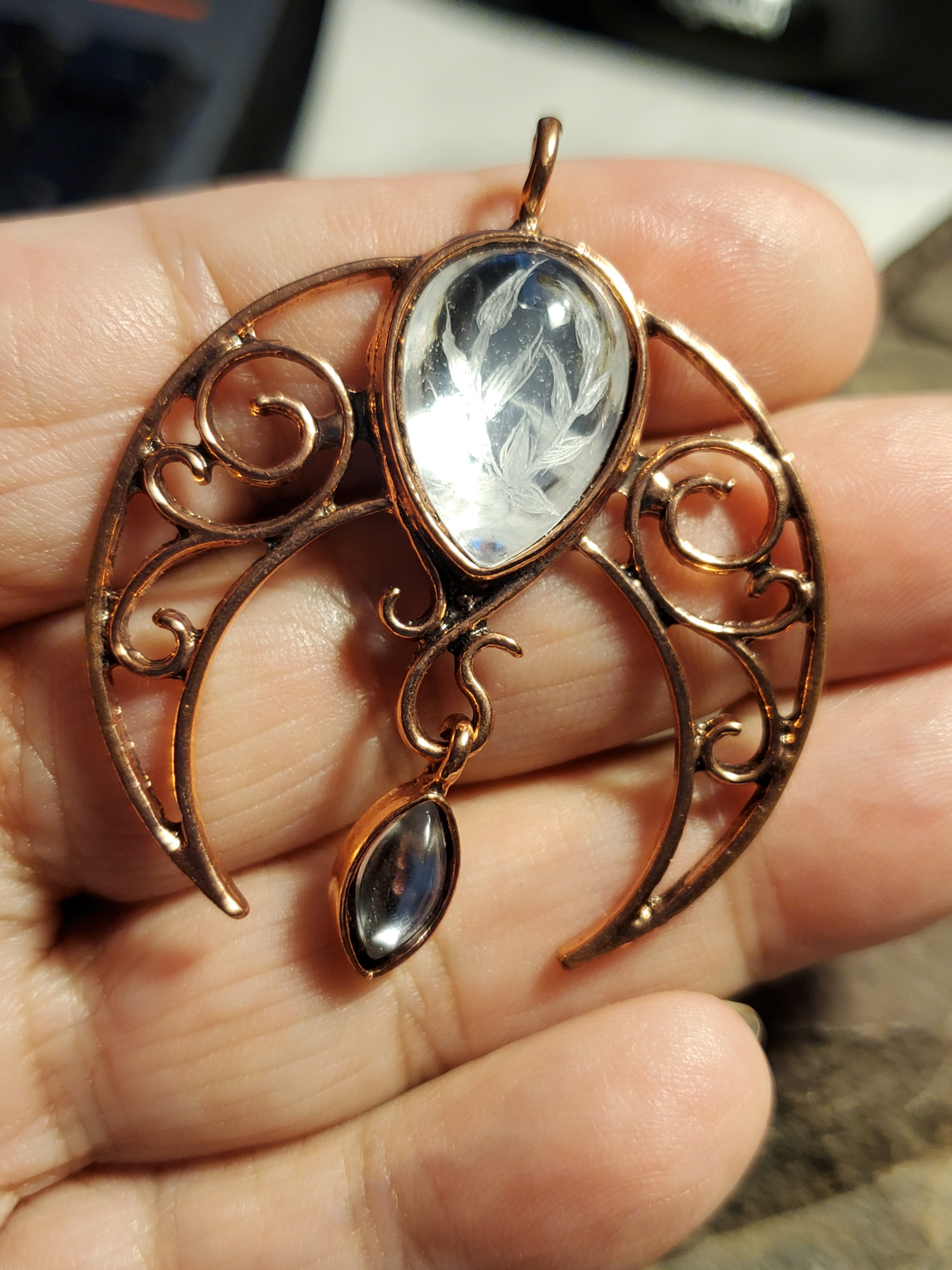 Laurel Lunula Copper Pendant