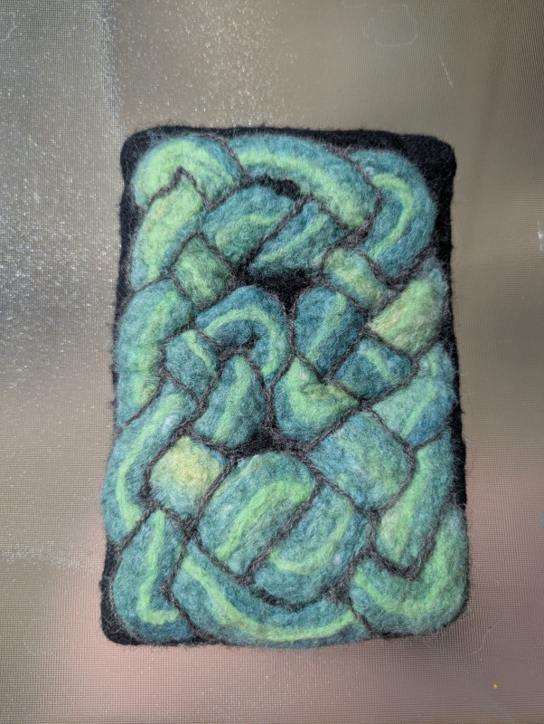 Knotwork Grippy Felted Wool Hot Pad