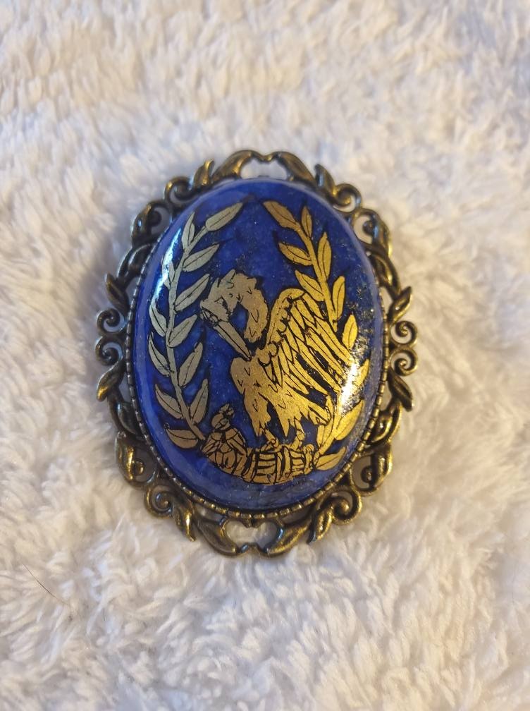 Pelican Laurel Lapis Lazuli Brooch