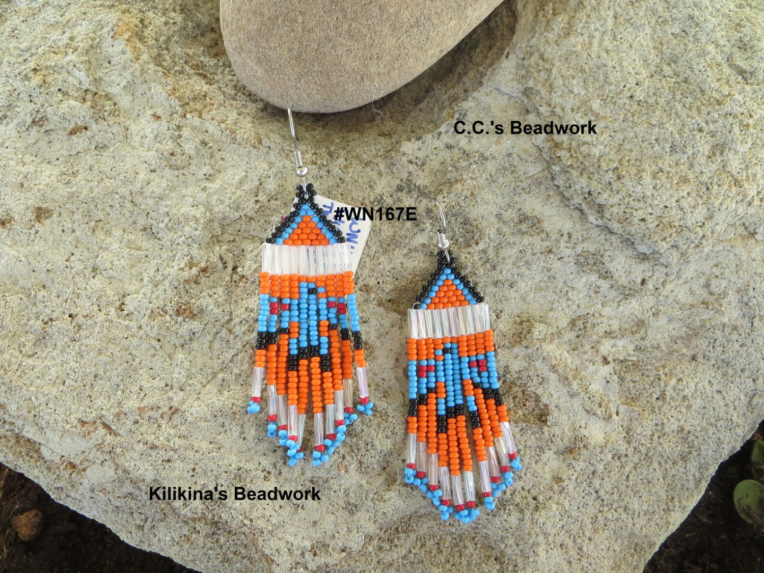 Thunderbird Earrings - Firebird Earrings - Beaded Thunderbird Earrings - Native American Style Beaded Thunderbird Earrings - Made by Kilikina