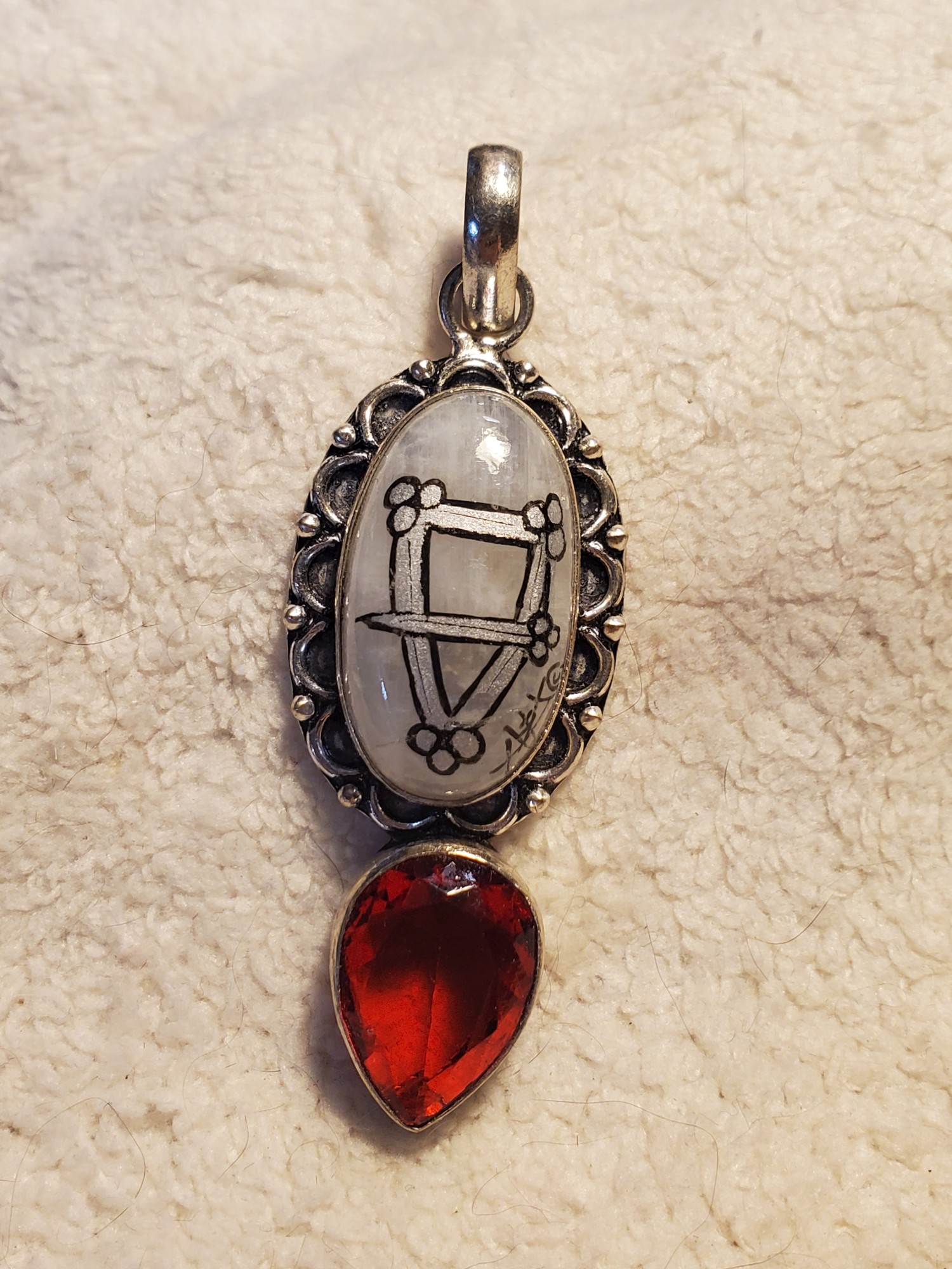 Silver Brooch East Kingdom Moonstone Pendant