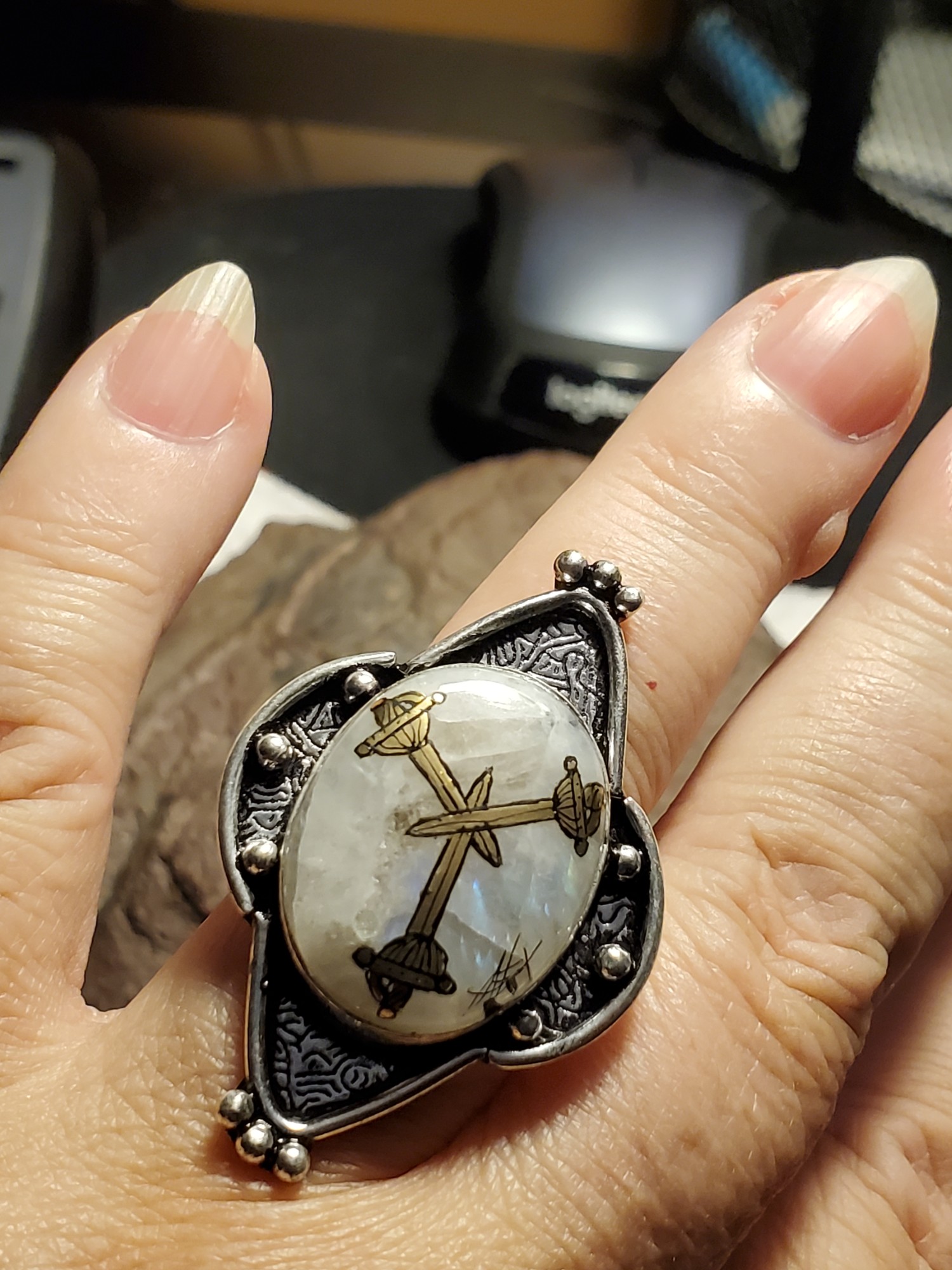 MoD Moonstone in Sterling Silver Ring size 8