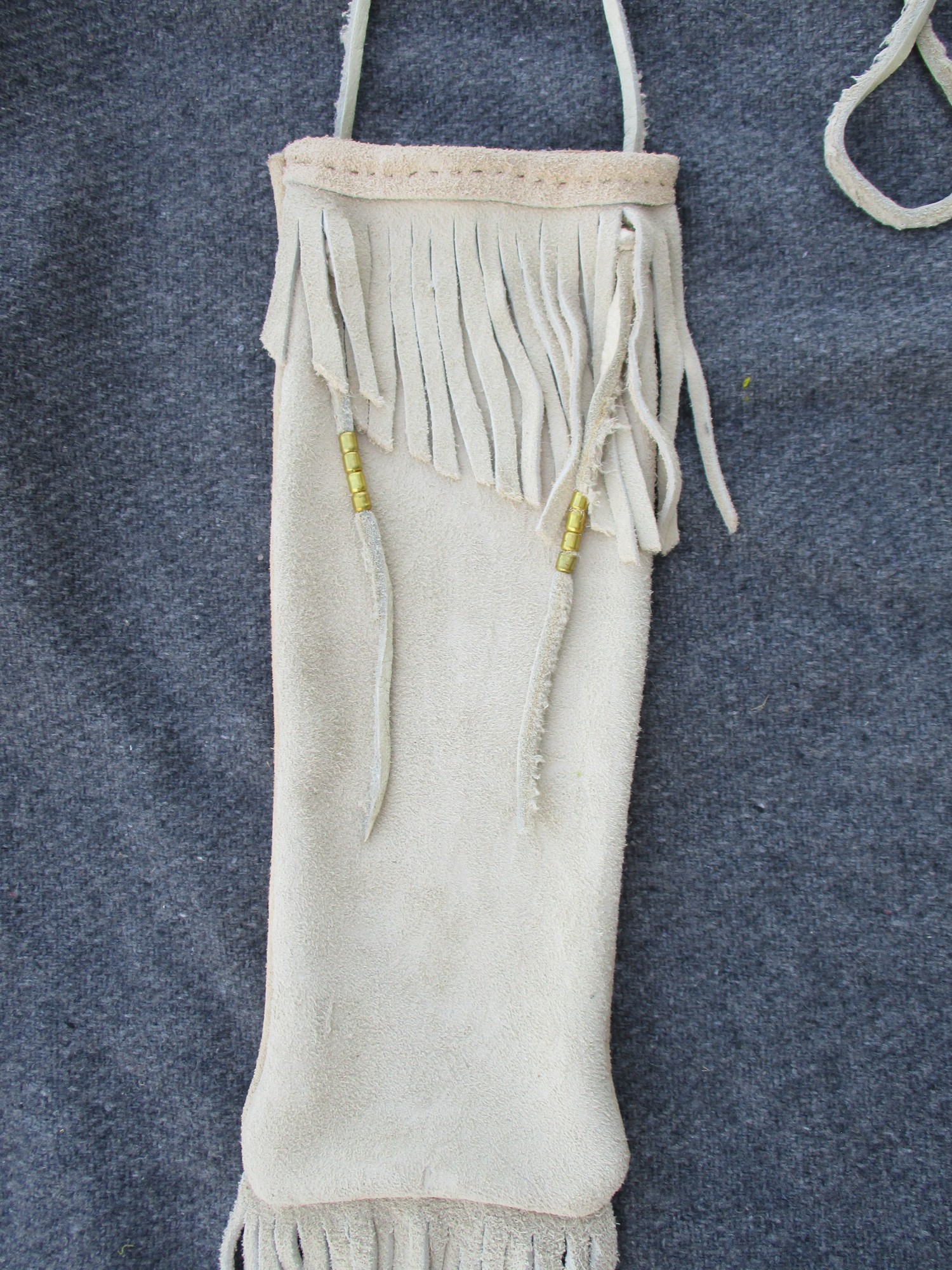 Handmade buffalo bison leather pipe or flute bag