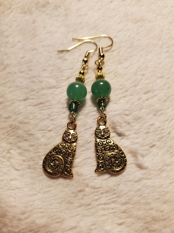 Mother of Cats Ear Rings Jade