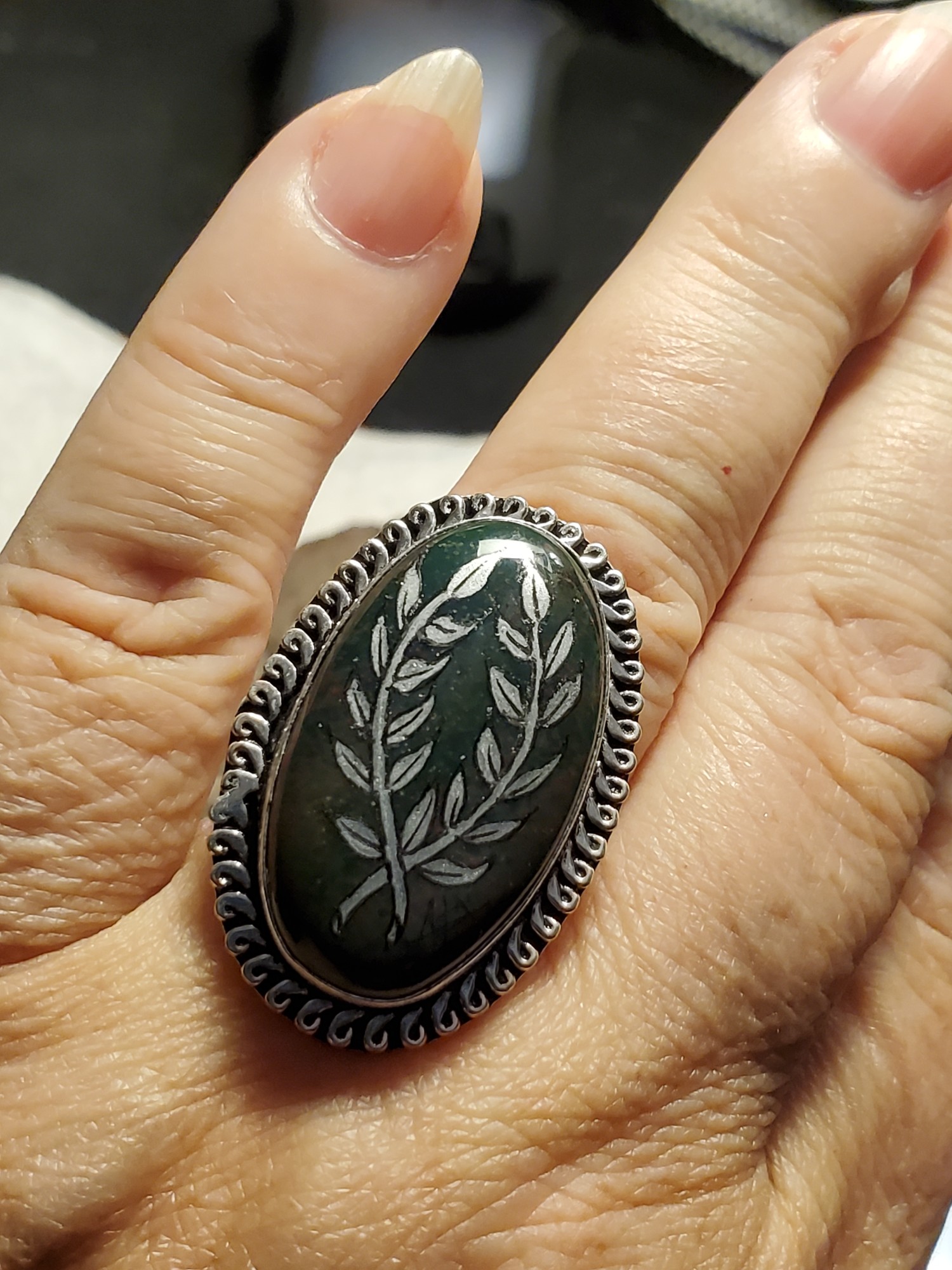 Laurel Bloodstone in Sterling Silver size 9