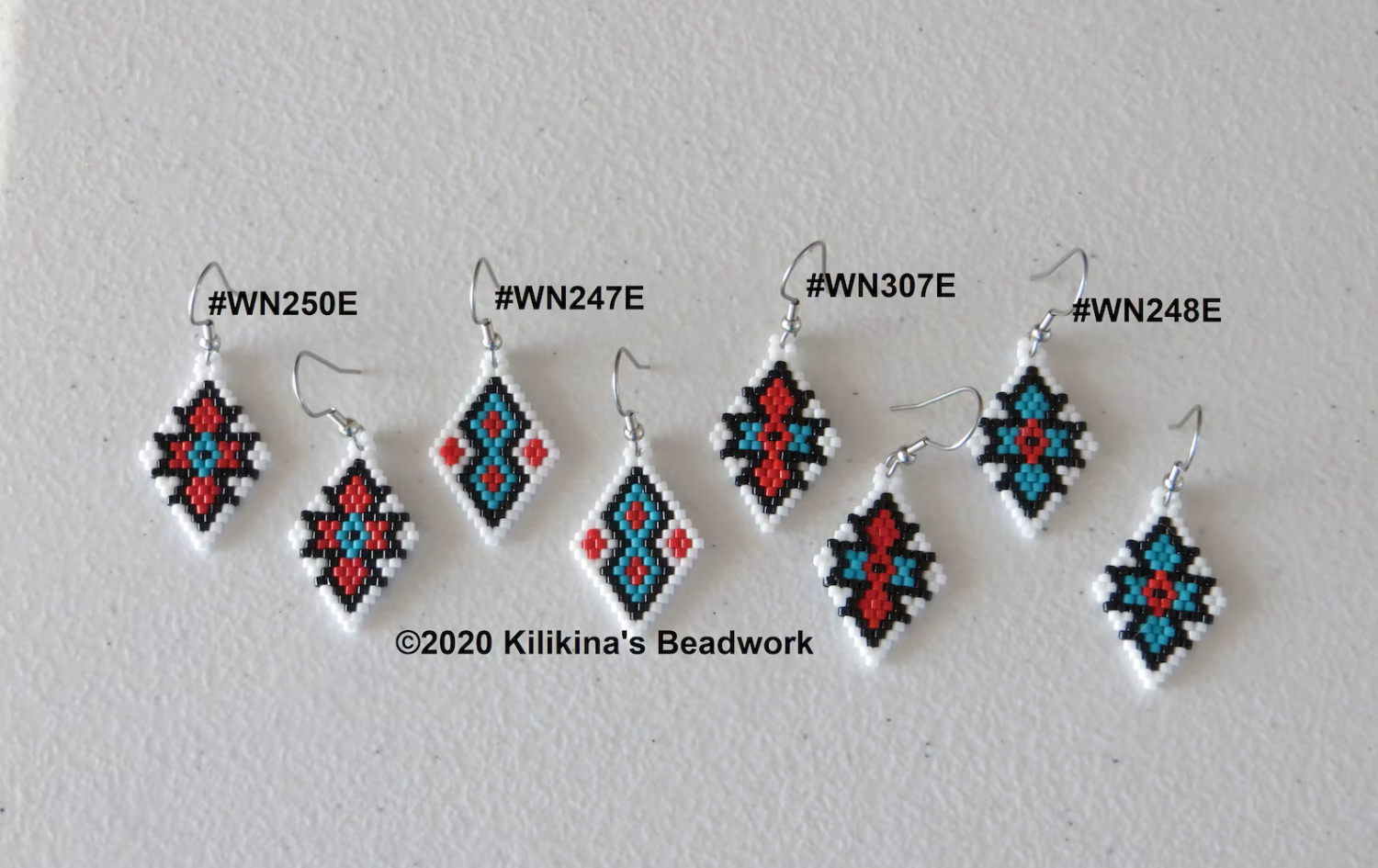 Native American Style Beaded Earrings - Navajo Rug Earrings - Beaded Navajo Rug Earrings - Made by Kilikina