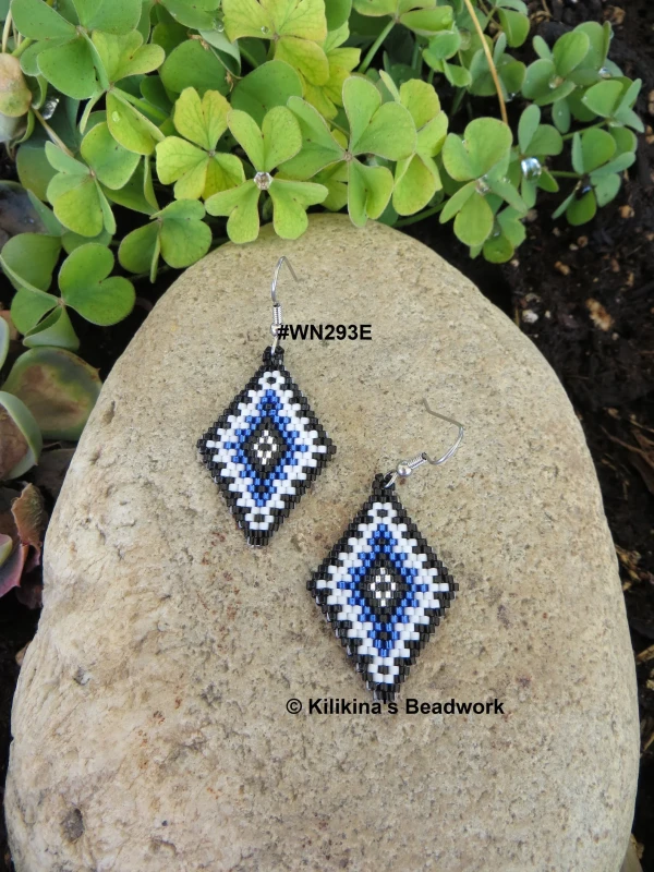 Native American Style Beaded Earrings - Beaded Navajo Rug Earrings - Made by Kilikina