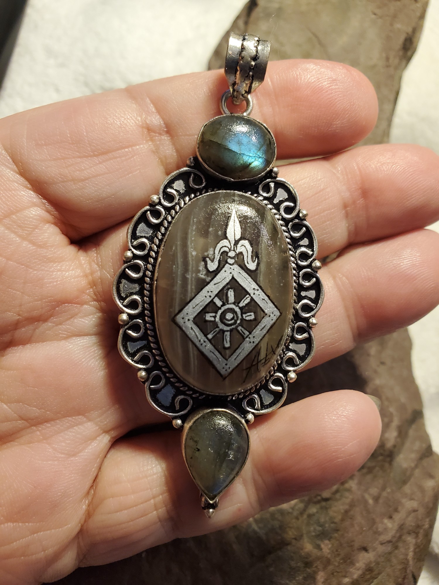 Order of the Mark Labradorite in Sterling Silver Pendant
