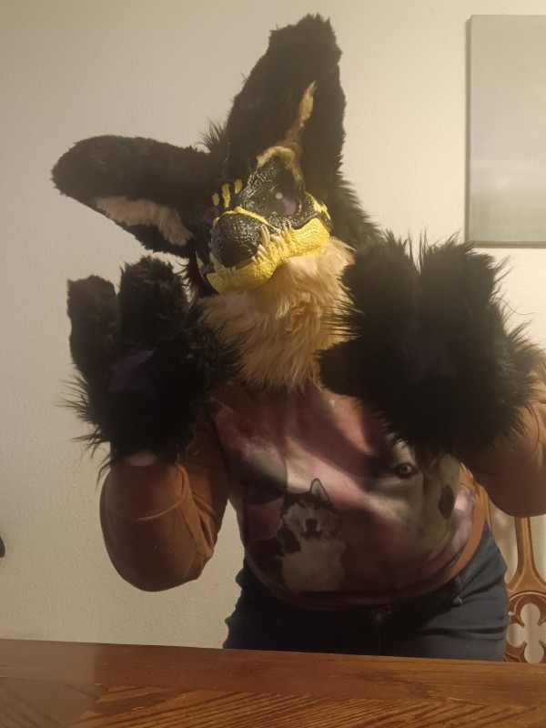 Mini partial dinomask fursuit