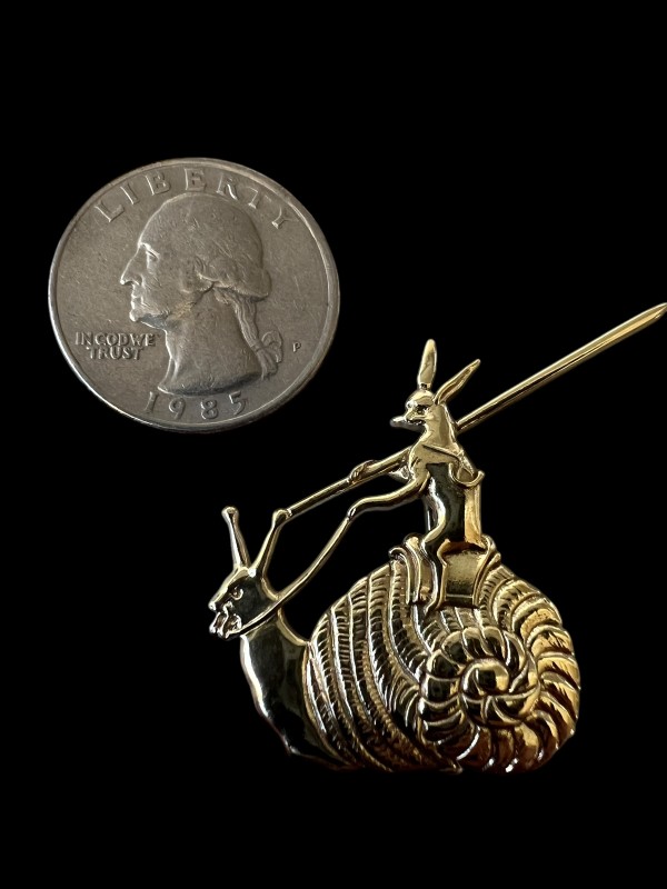 Battle Bunny #2 - 13th century - Snail Riding Jousting Bunny - Medieval-Style Pin - Bestiary