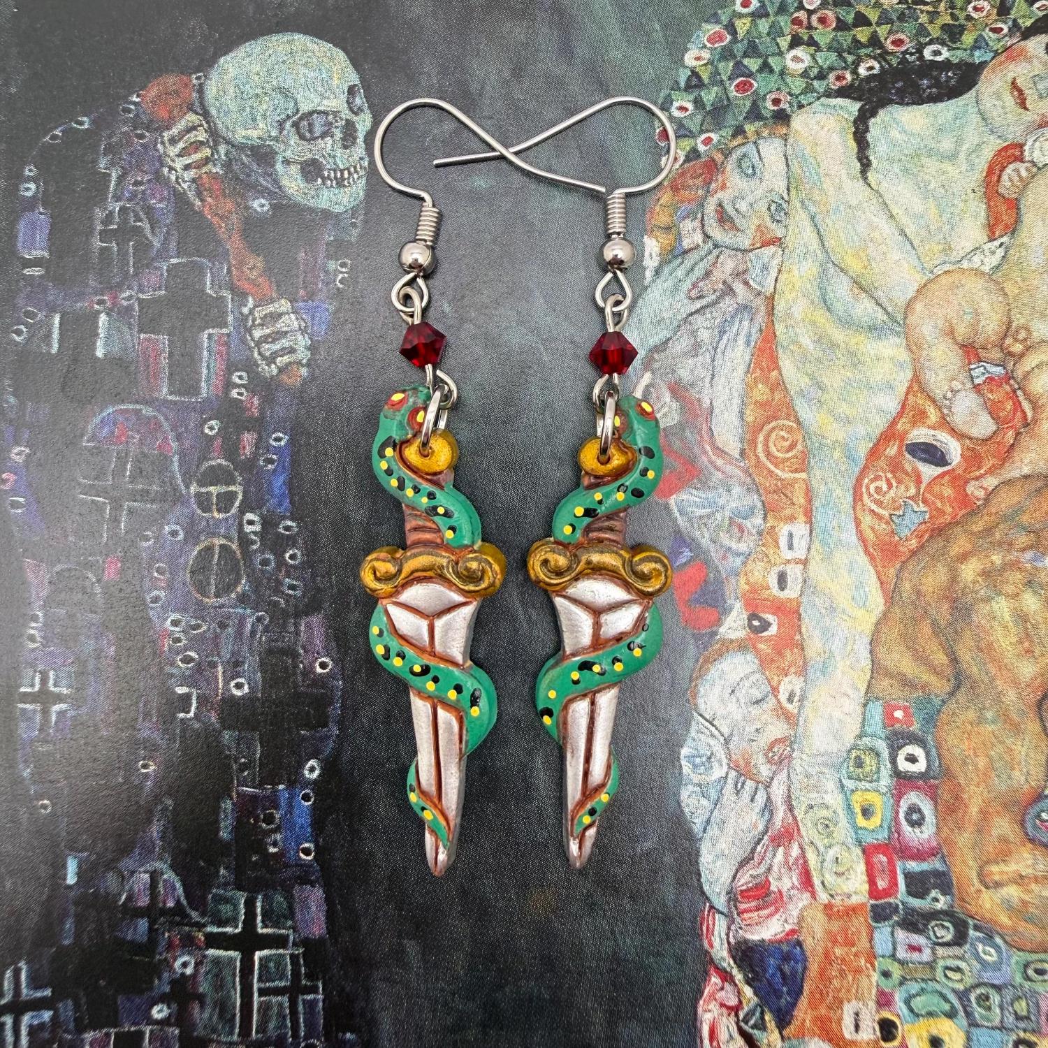 Handmade Polymer Clay Dagger Earrings — Venethryx