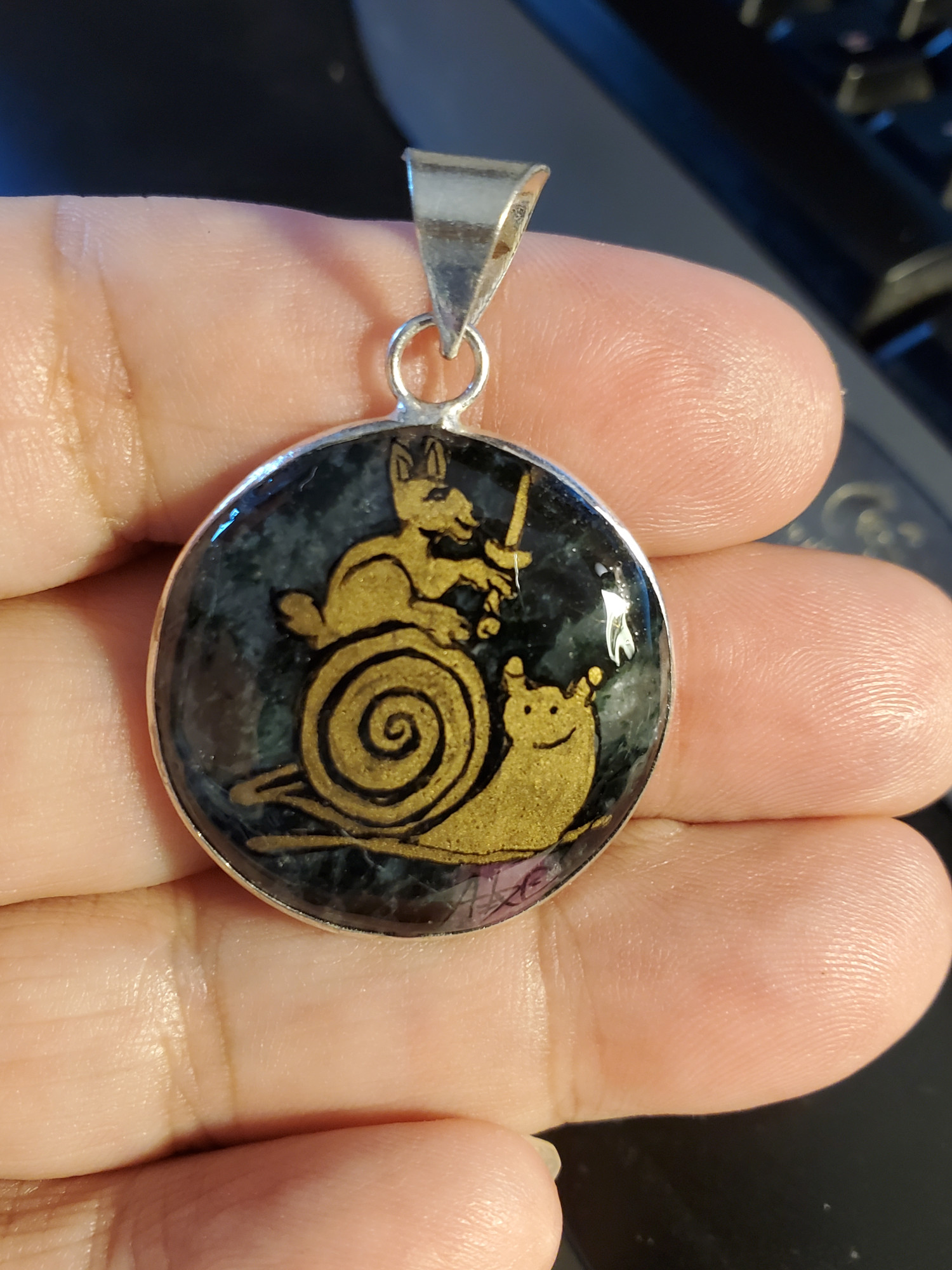Battle Bunny Snail Pendant