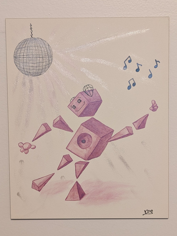 "Disco Bot Mark II" Watercolor Painting
