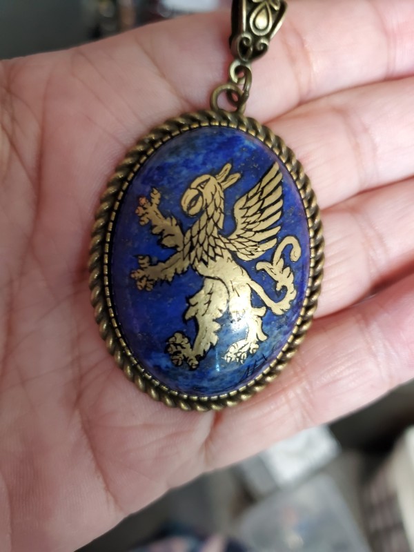 Gryphon Gold Leaf Lapis Lazuli Pendant