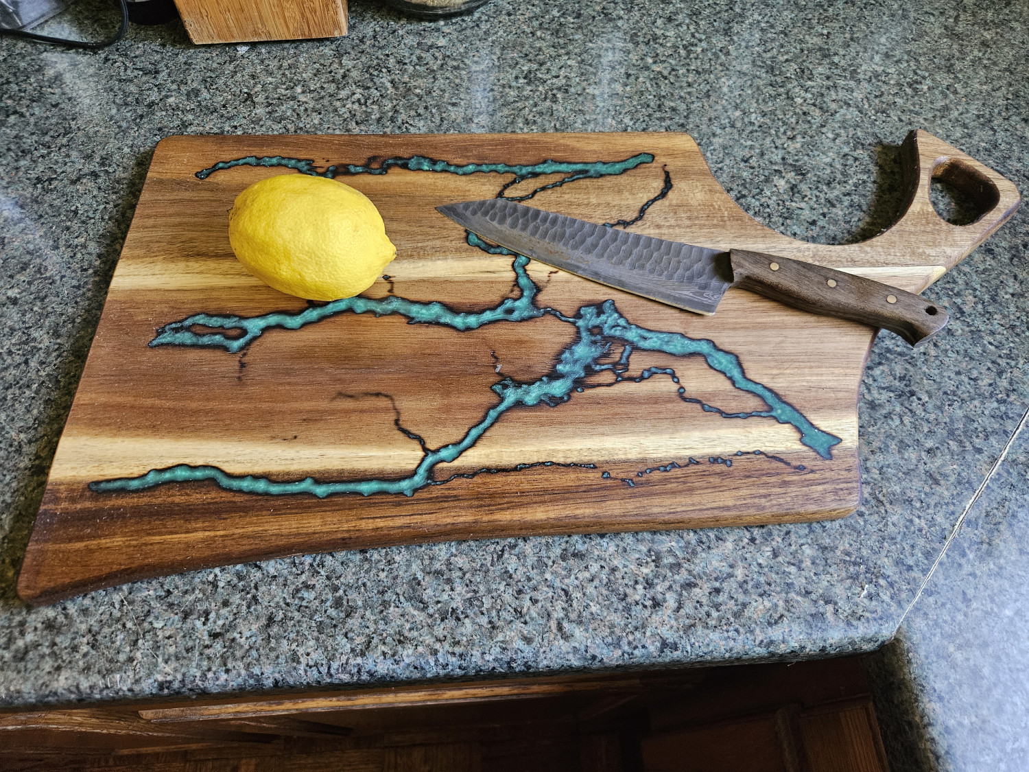 Handled Electric River Acacia Cutting Board MADE TO ORDER