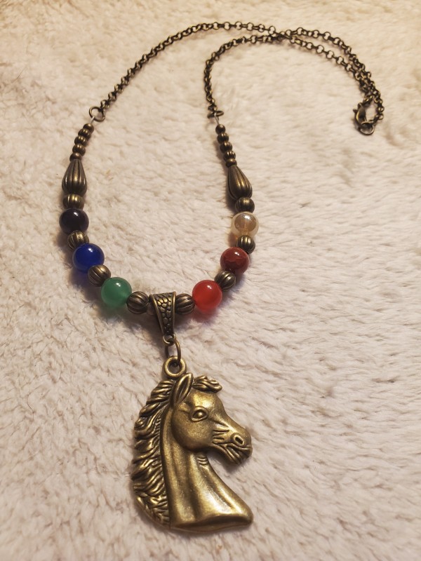 Rainbow Horse Necklace in Bronze