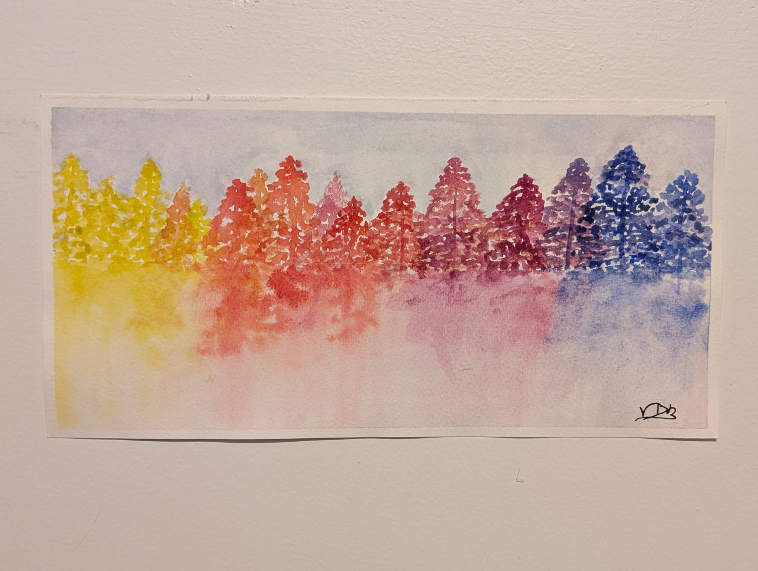 Rainbow Pines Watercolor Painting