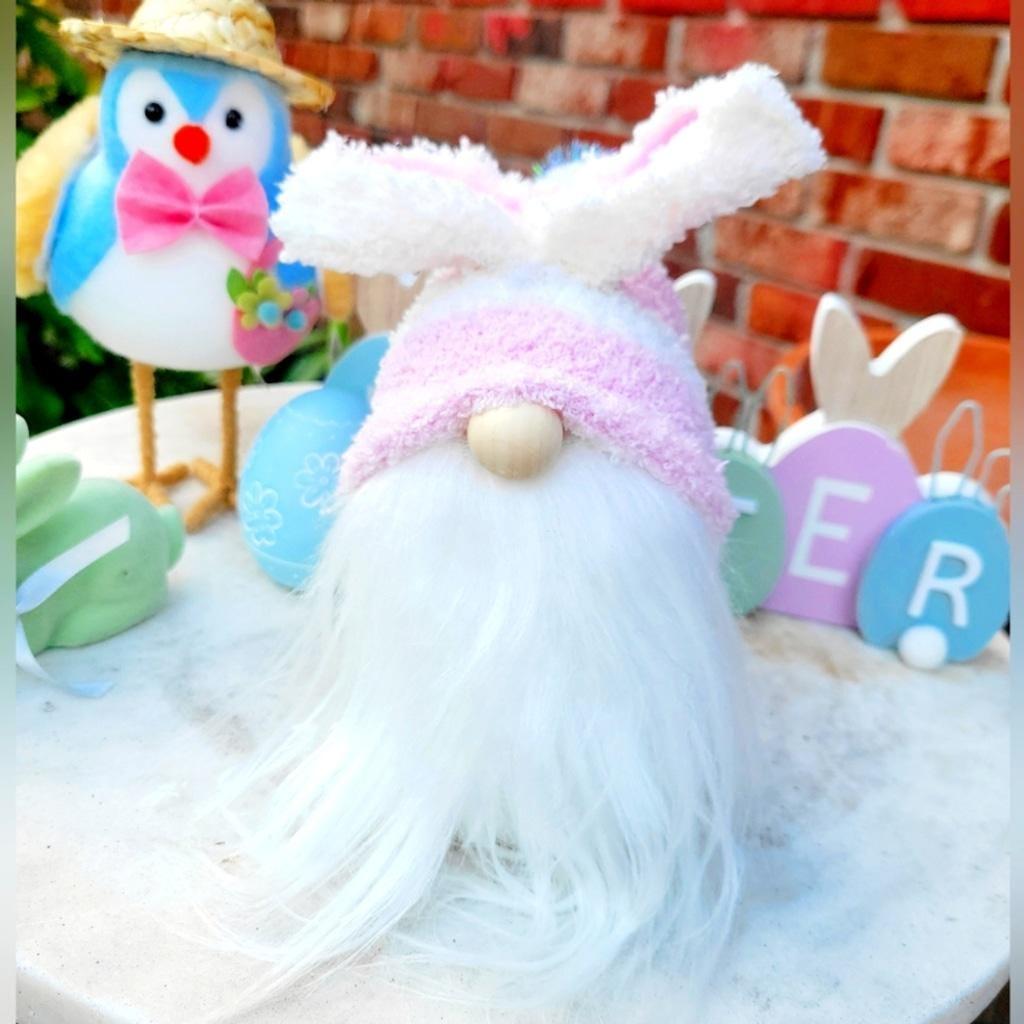 Easter Bunny Gnome: Pink and White Spring Decor