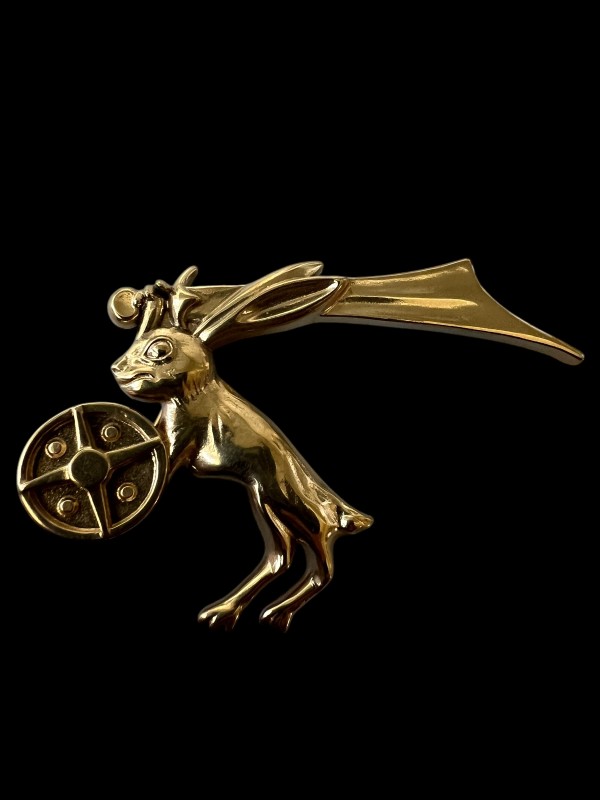 Battle Bunny #10c - 14th century - Bohurt Bunny - Medieval-Style Pin - Bestiary